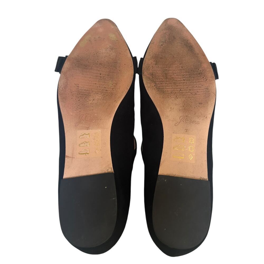 J. Crew Women’s 'Marina' Suede Pointed-Toe Flats Rhinestones Pearl, Black Size 7 - Picture 6 of 7